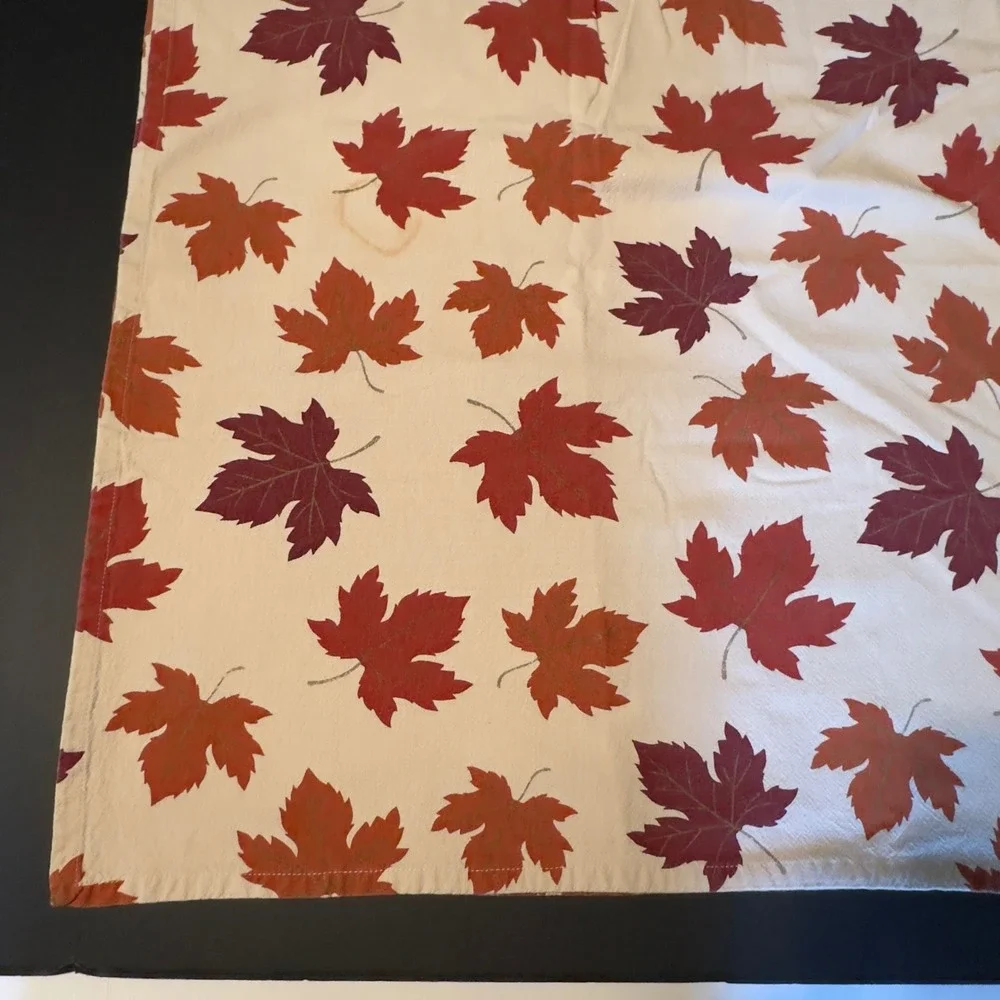 Maple Leaf Tablecloth Cream Orange Red Fall Harvest 51x64 Autumn Festive